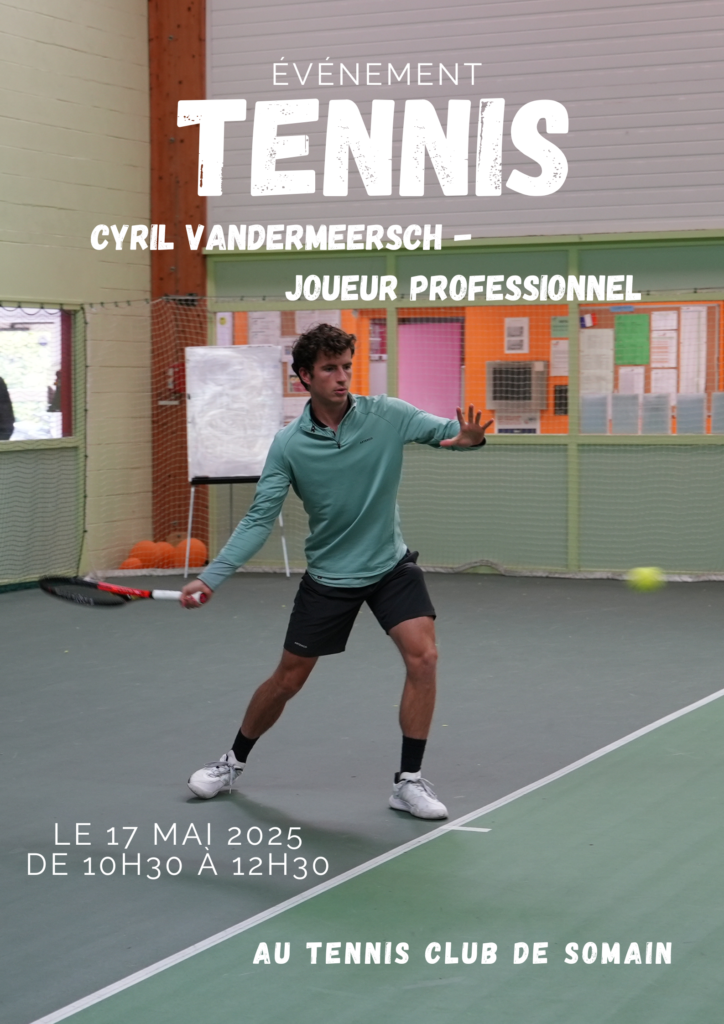 affiche compétition tennis sport simple photo bleu jaune blanc